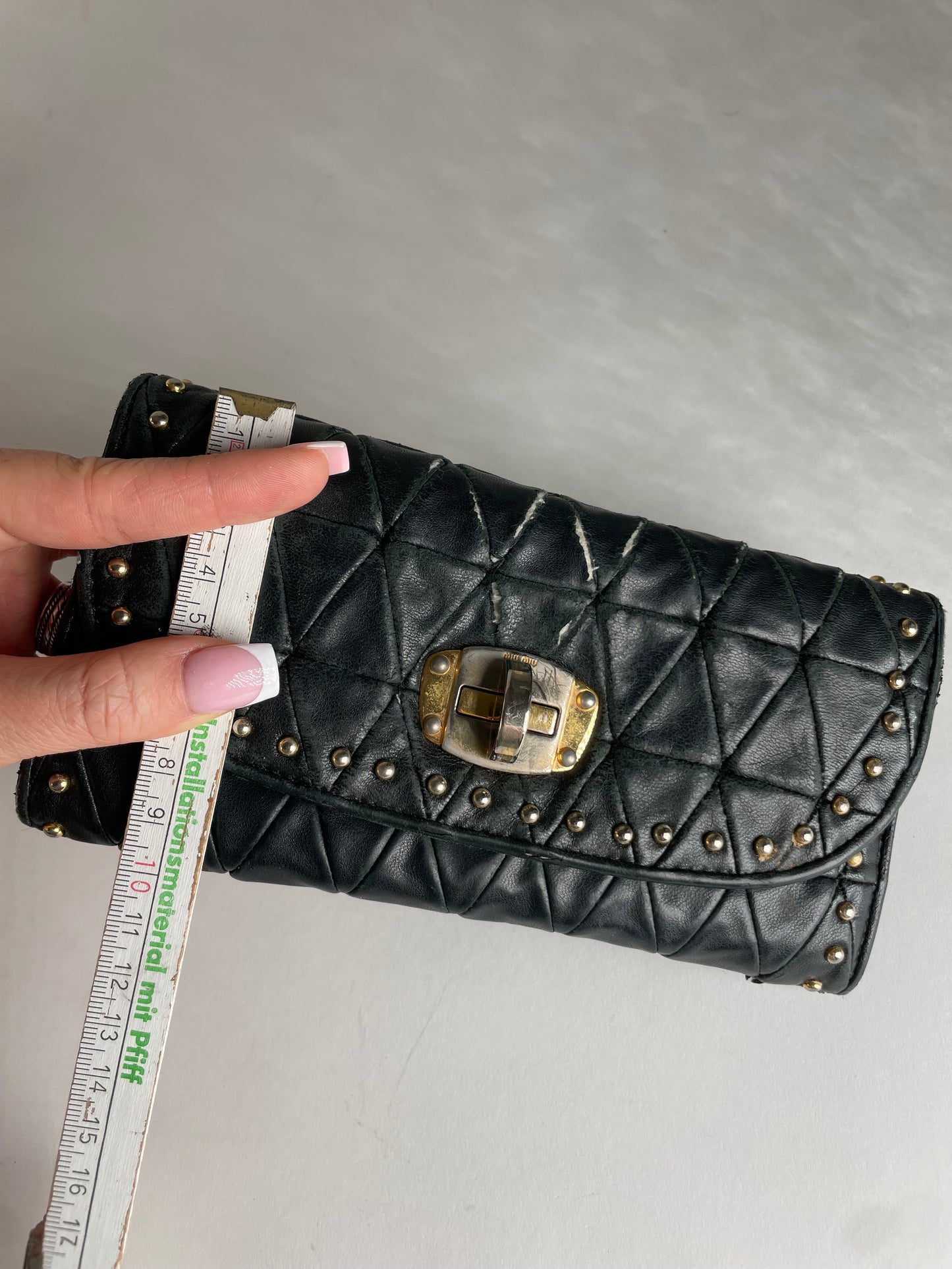 Vintage Studded Miu Miu Leather Wallet Black