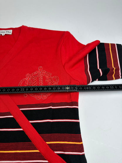 Vintage Dior Striped Top M Red
