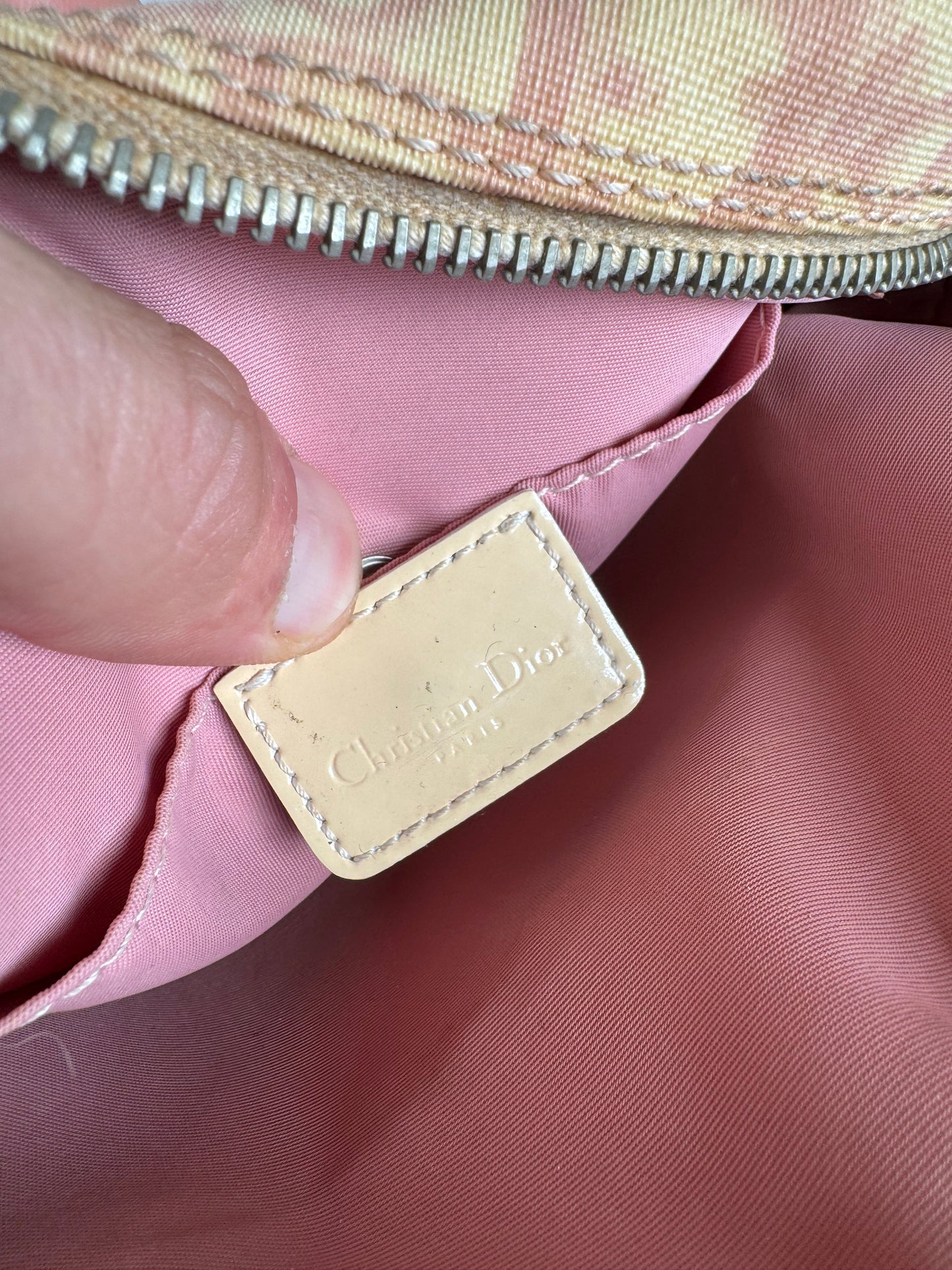 Vintage Dior Monogram 2Way Bag Beige Pink