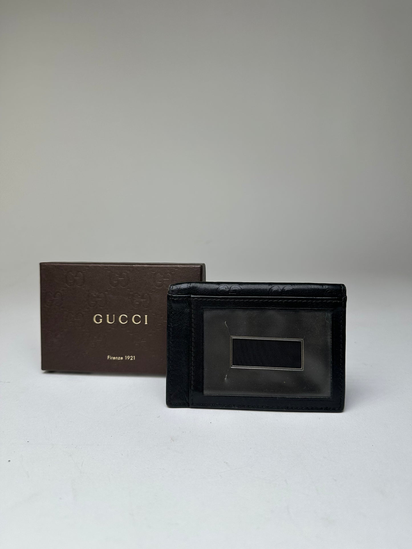 Vintage Gucci Guccissima Leather Bifold Card Wallet Black