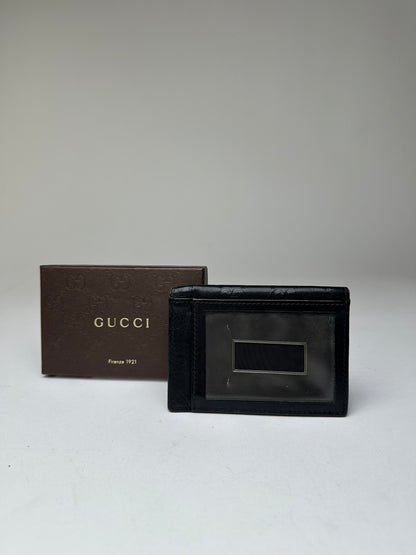 Vintage Gucci Guccissima Leather Bifold Card Wallet Black