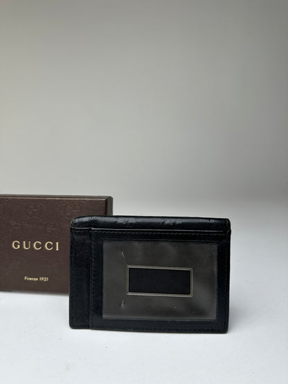 Vintage Gucci Guccissima Leather Bifold Card Wallet Black