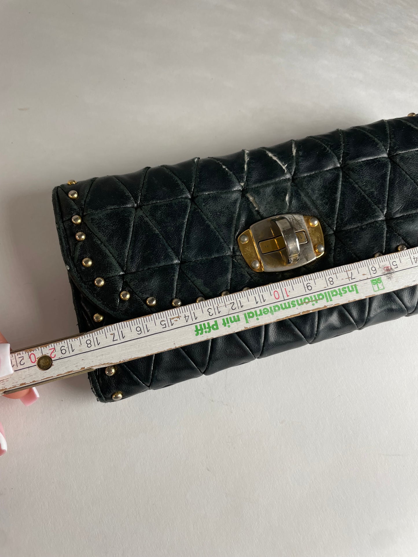 Vintage Studded Miu Miu Leather Wallet Black