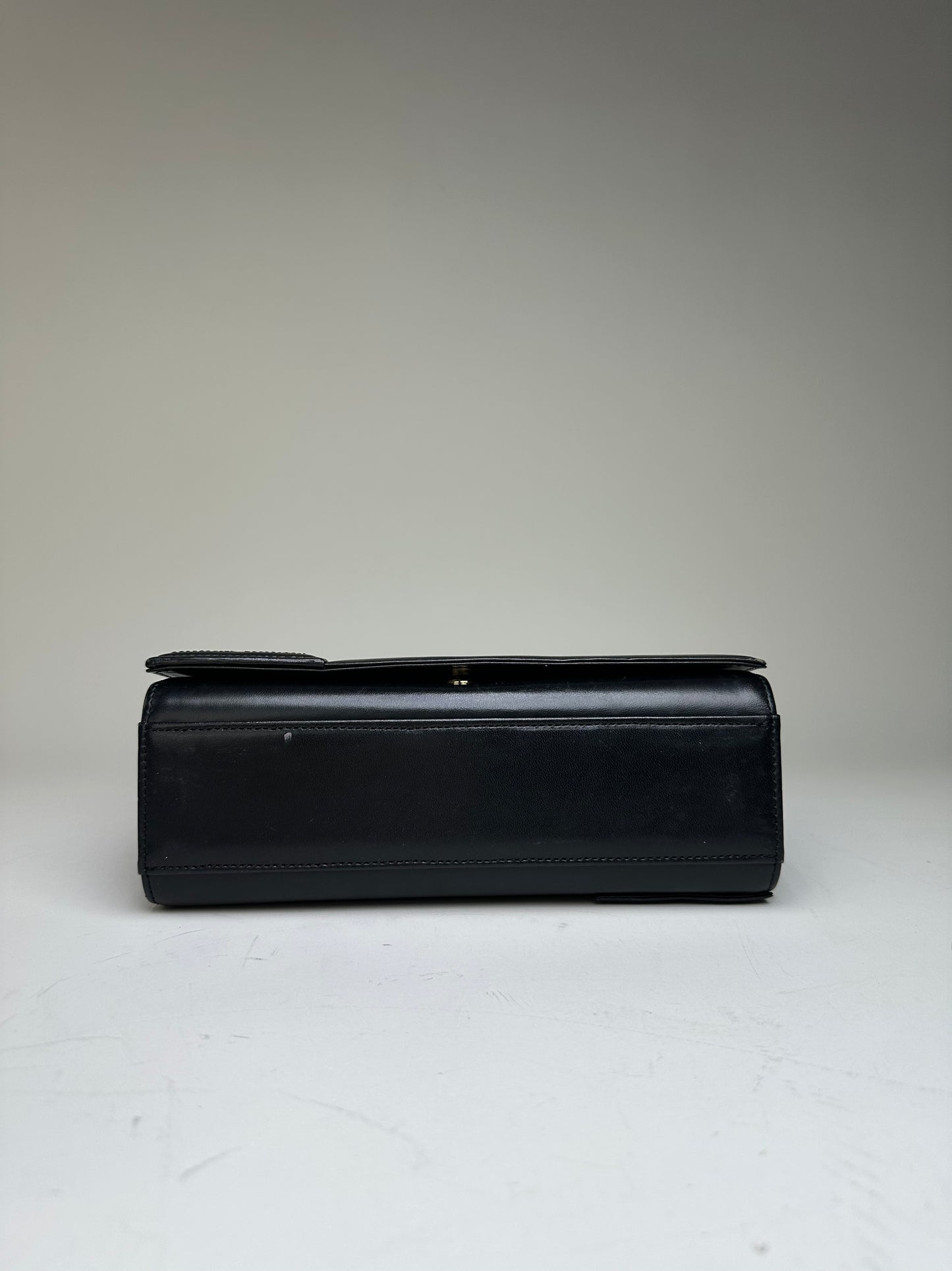 Vintage Givenchy Smooth Leather Shoulder Bag Black Gold