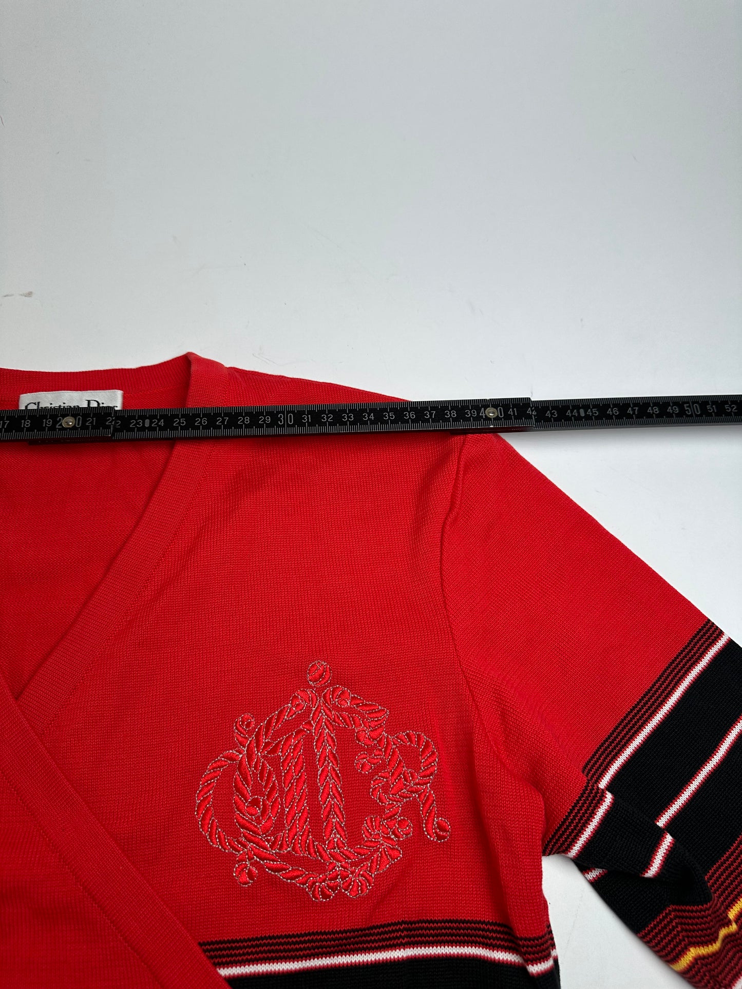 Vintage Dior Striped Top M Red