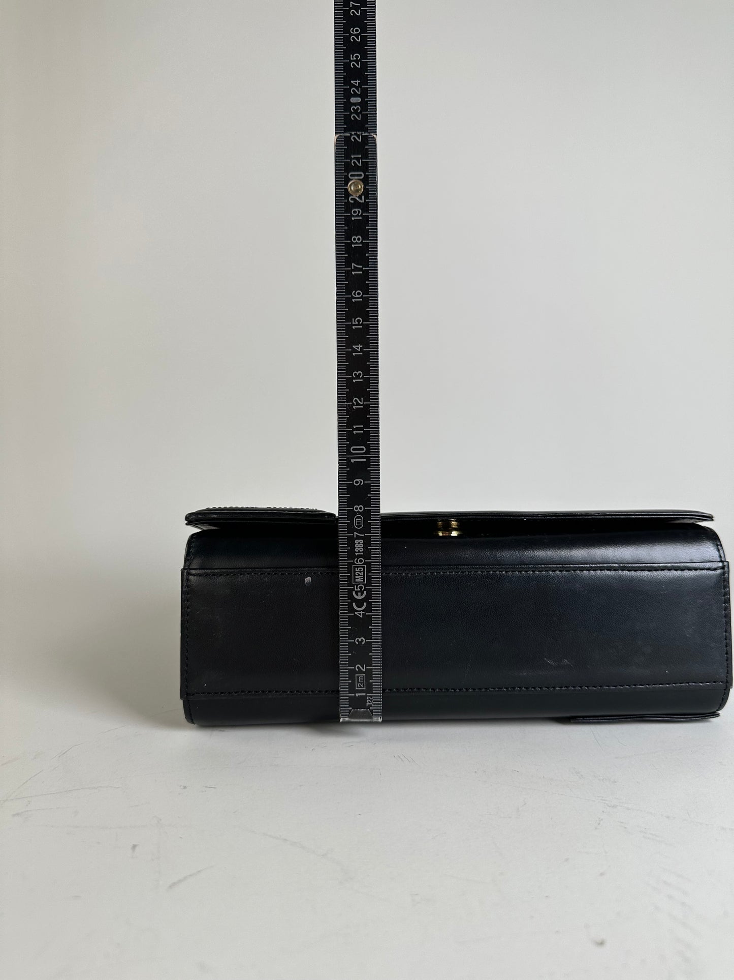 Vintage Givenchy Smooth Leather Shoulder Bag Black Gold