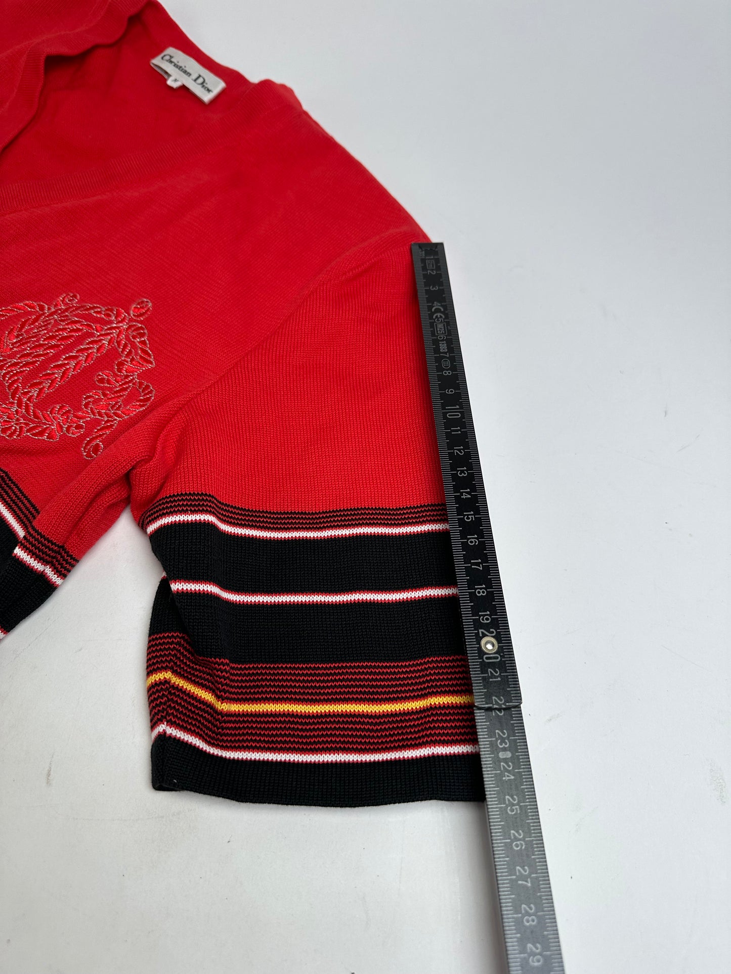 Vintage Dior Striped Top M Red