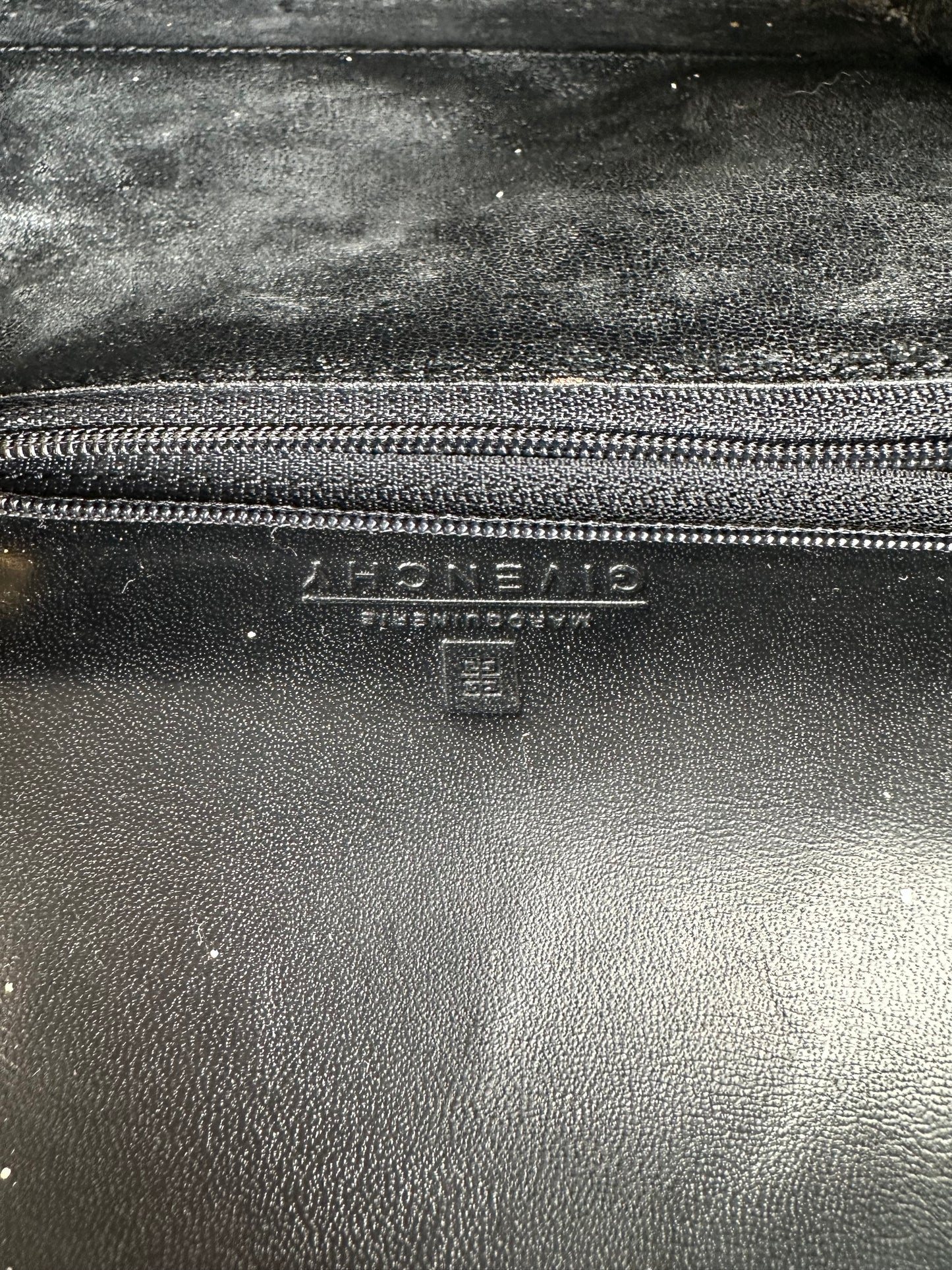 Vintage Givenchy Smooth Leather Shoulder Bag Black Gold