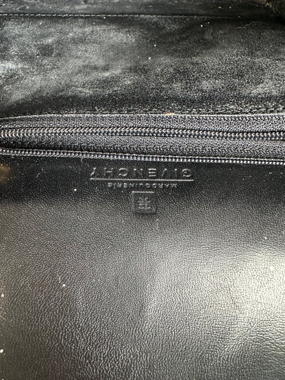 Vintage Givenchy Smooth Leather Shoulder Bag Black Gold
