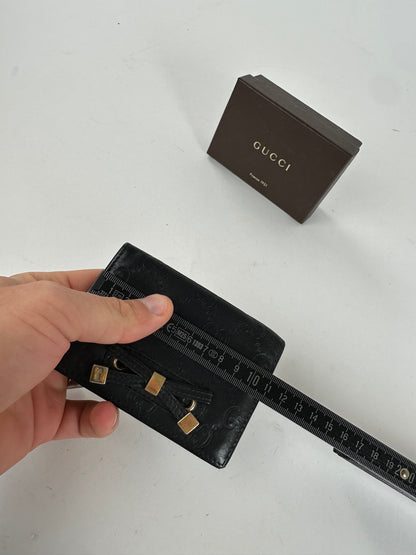 Vintage Gucci Guccissima Leather Bifold Card Wallet Black