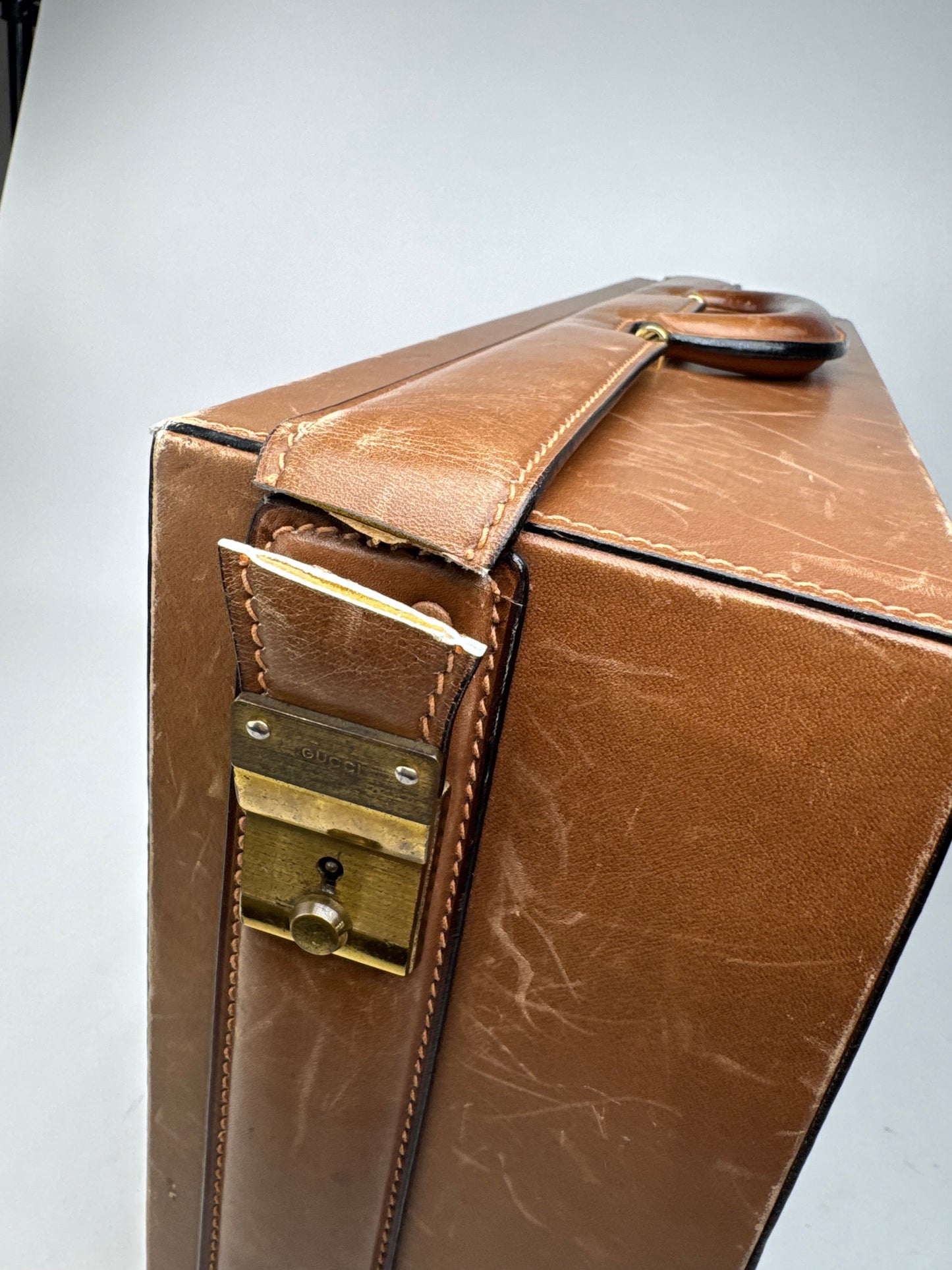 Vintage Gucci Leather Suitcase Brown