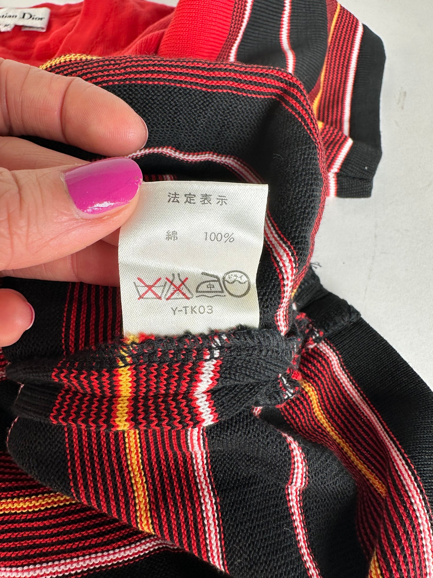 Vintage Dior Striped Top M Red