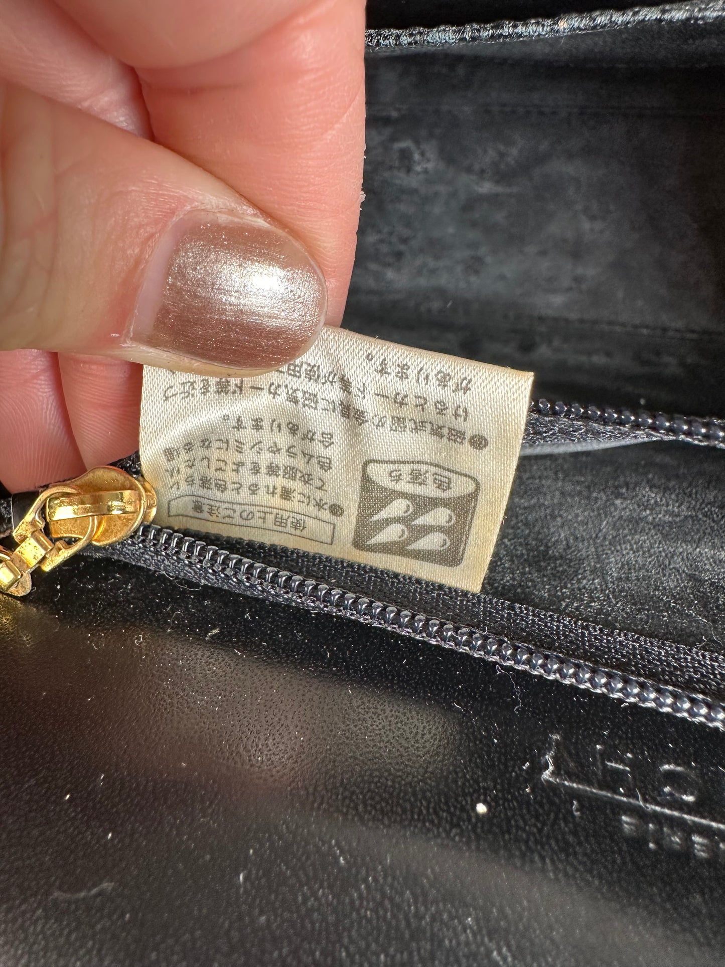 Vintage Givenchy Smooth Leather Shoulder Bag Black Gold