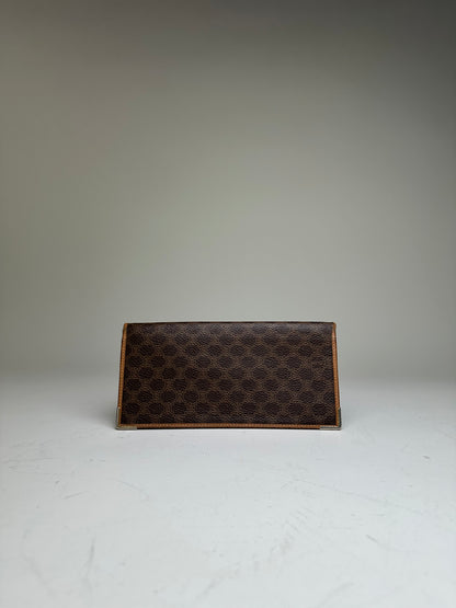 Vintage Celine Logo Pattern Leather Wallet Brown Gold