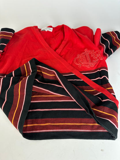 Vintage Dior Striped Top M Red