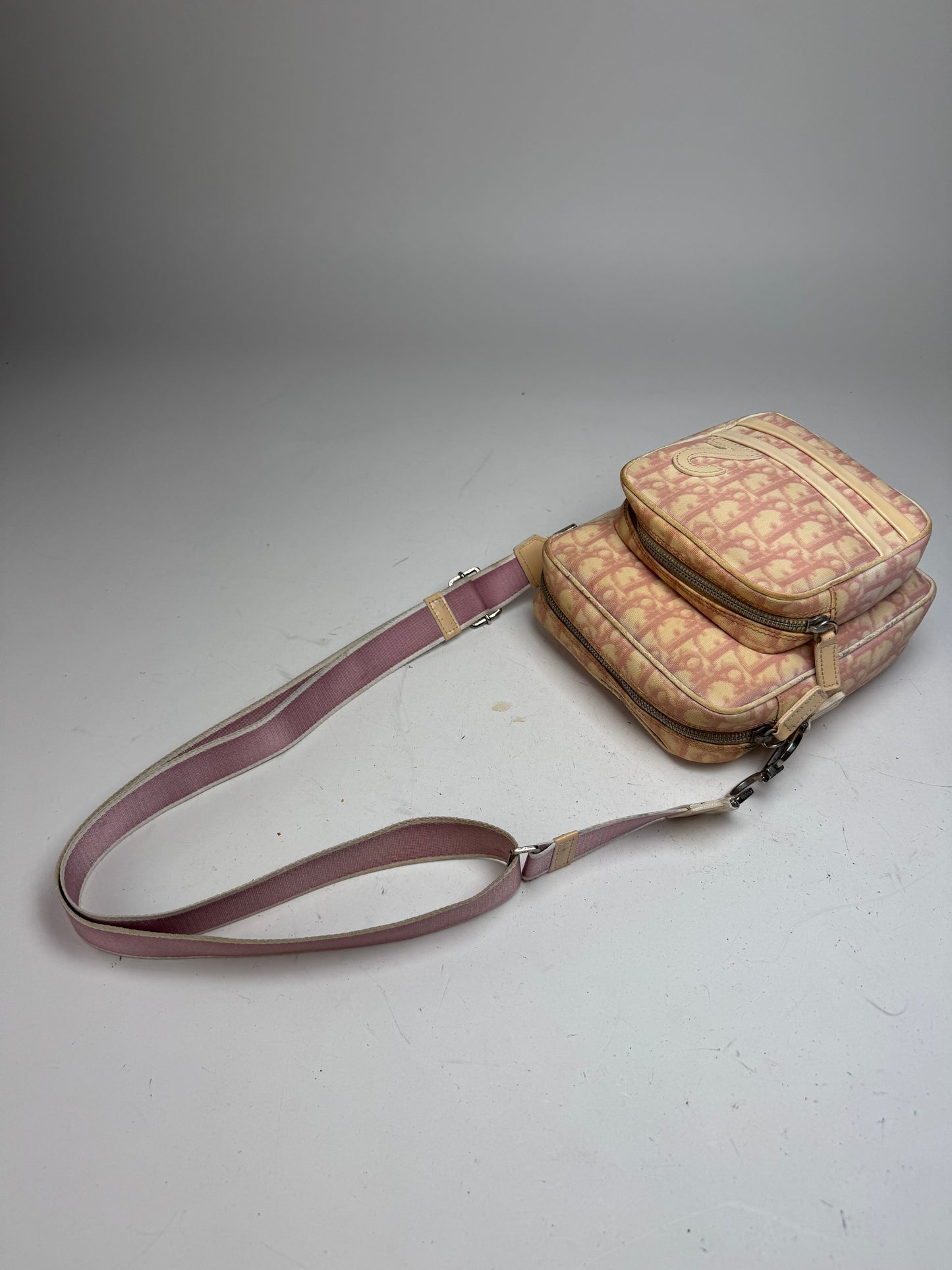 Vintage Dior Monogram 2Way Bag Beige Pink