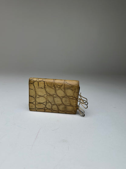 Vintage Miu Miu Croc-Embossed Leather Key Holder Camel