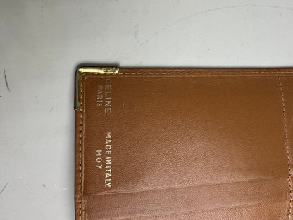 Vintage Celine Logo Pattern Leather Wallet Brown Gold