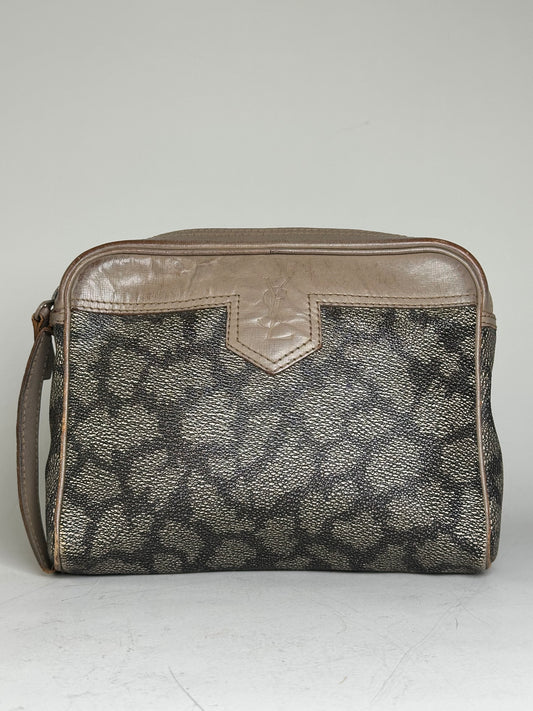 Vintage Saint Laurent Canvas Cosmetic Bag Beige Brown