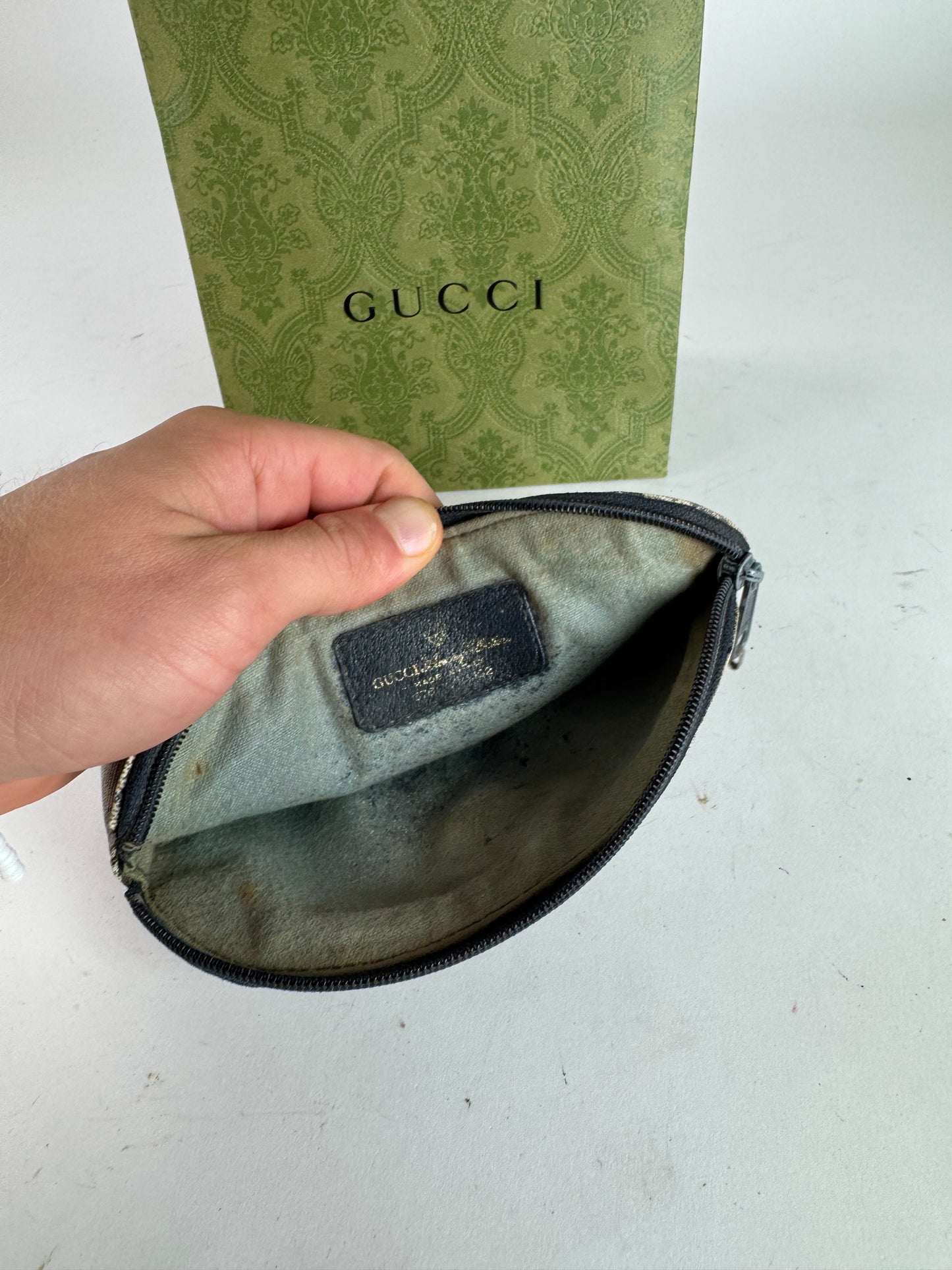 Vintage Gucci Navy Grey Ophidia Leather clutch