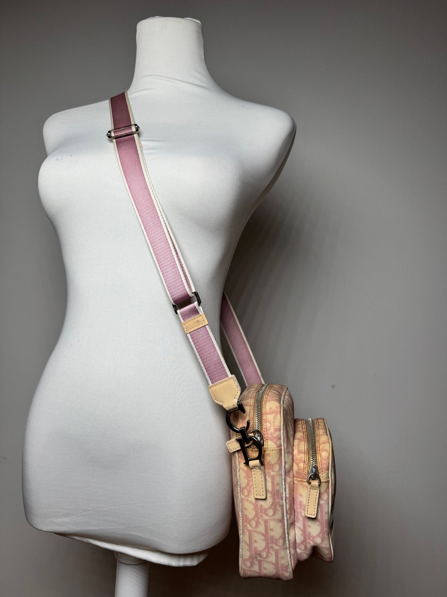 Vintage Dior Monogram 2Way Bag Beige Pink