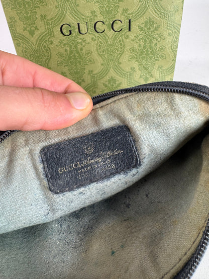 Vintage Gucci Navy Grey Ophidia Leather clutch