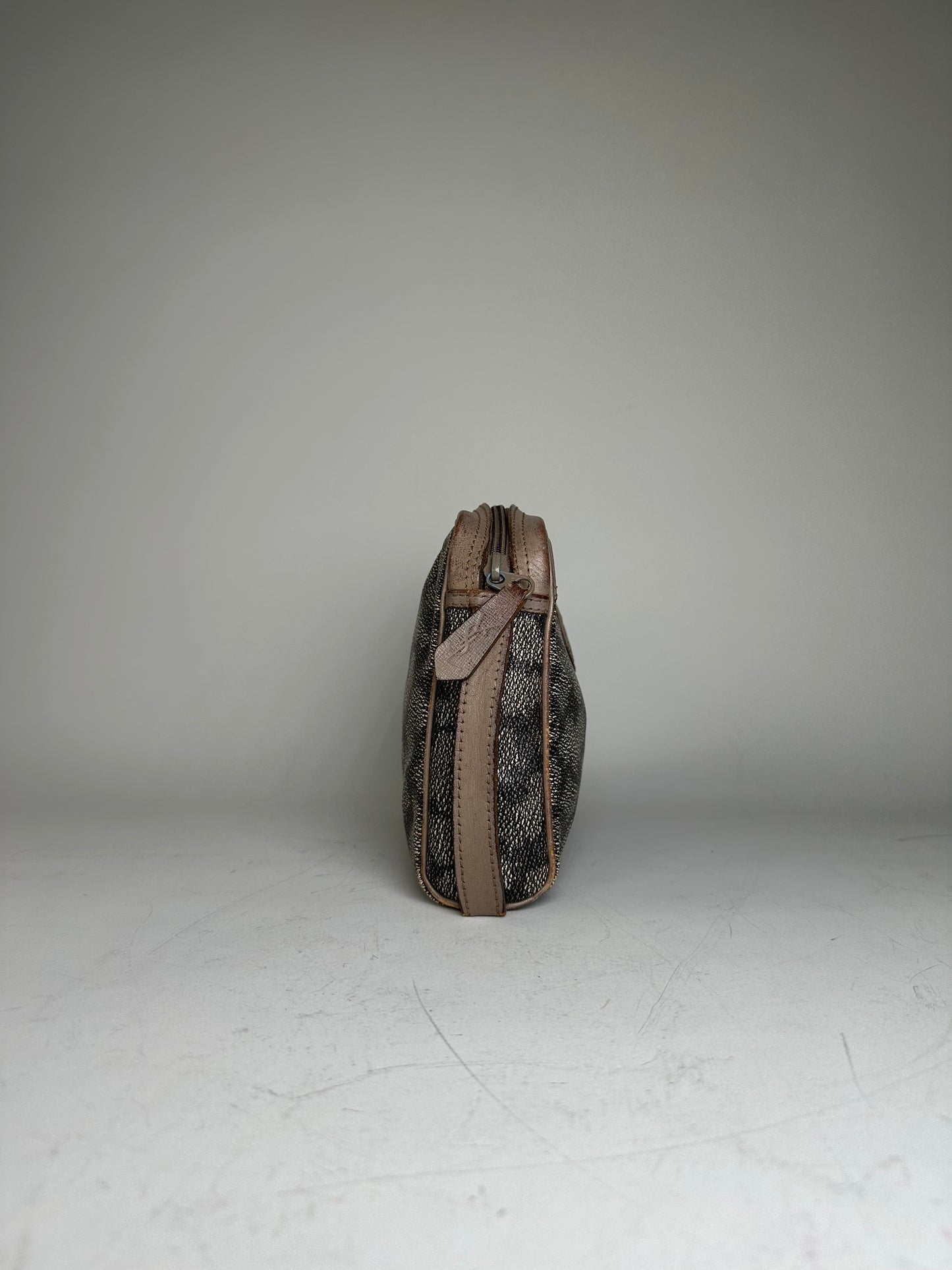 Vintage Saint Laurent Canvas Cosmetic Bag Beige Brown