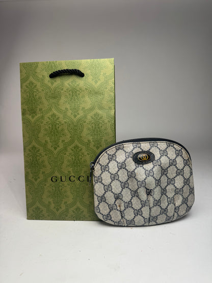 Vintage Gucci Navy Grey Ophidia Leather clutch