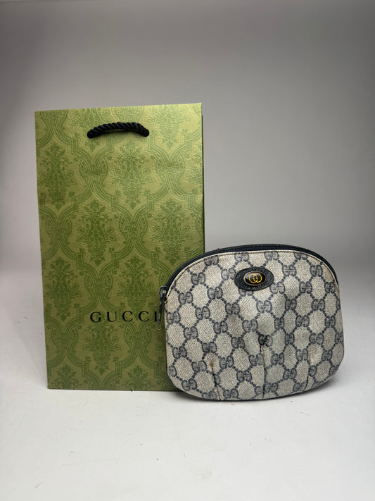 Vintage Gucci Navy Grey Ophidia Leather clutch