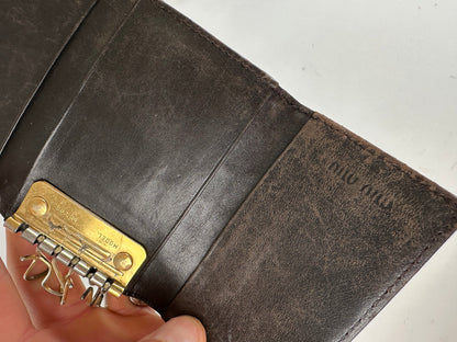 Vintage Miu Miu Croc-Embossed Leather Key Holder Camel