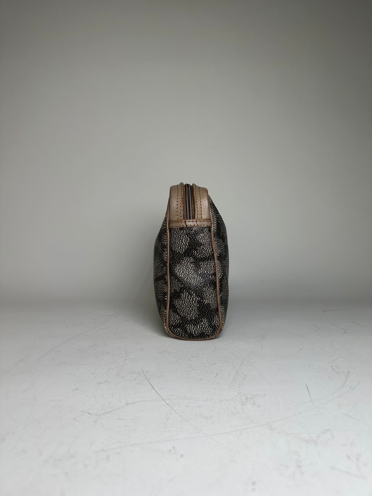 Vintage Saint Laurent Canvas Cosmetic Bag Beige Brown
