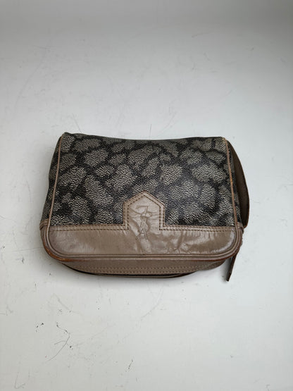Vintage Saint Laurent Canvas Cosmetic Bag Beige Brown