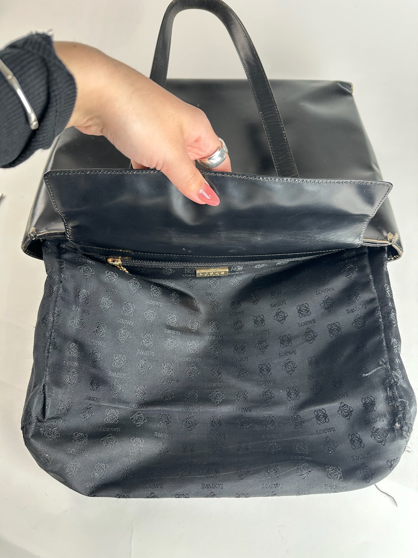 Vintage Loewe Madrid Leather bag black
