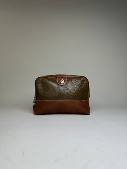 Vintage Loewe Textured Leather Cosmetic Case Olive Brown