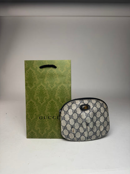 Vintage Gucci Navy Grey Ophidia Leather clutch