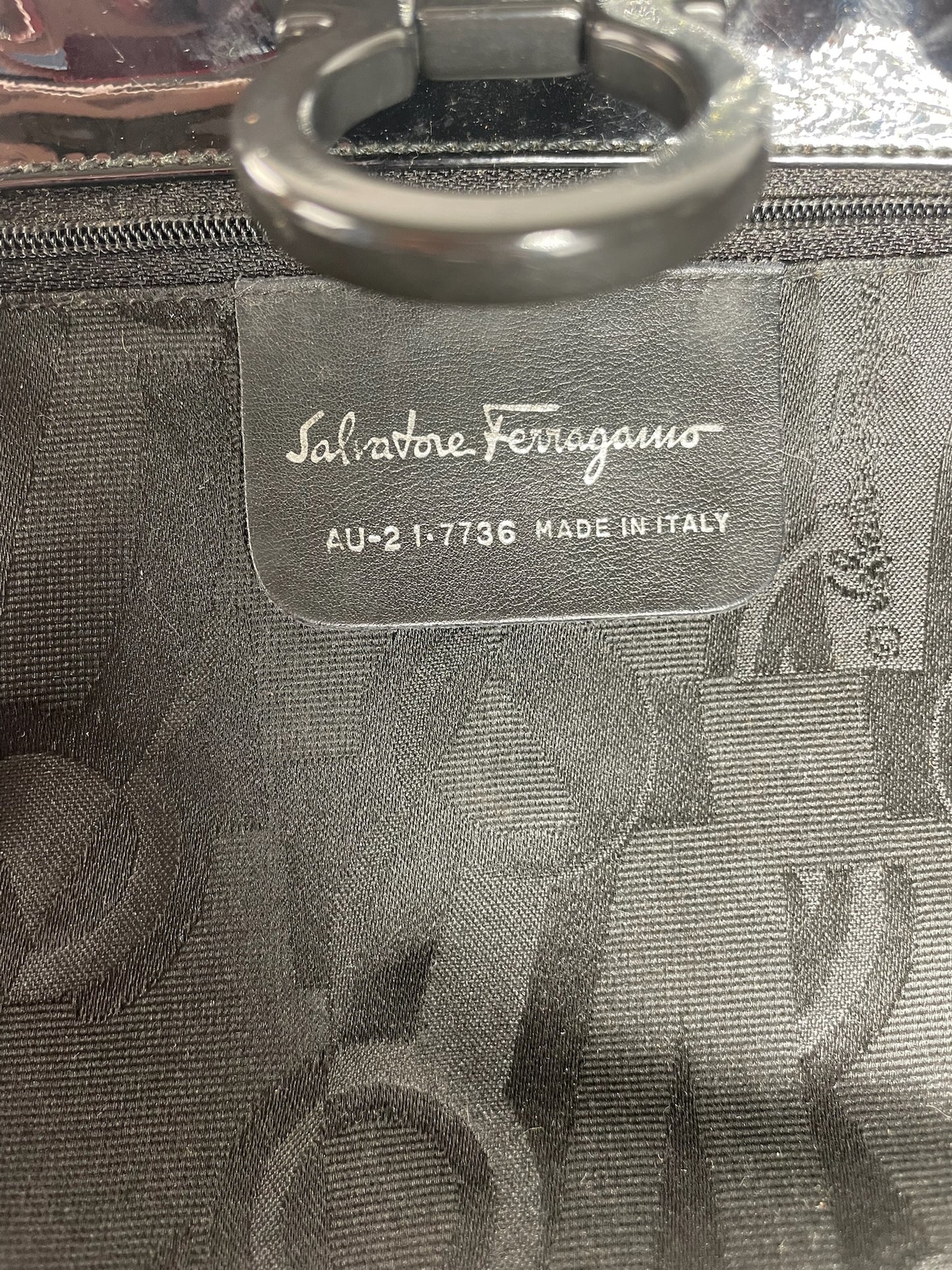 Vintage Salvatore Ferragamo Patent Leather Handbag Black