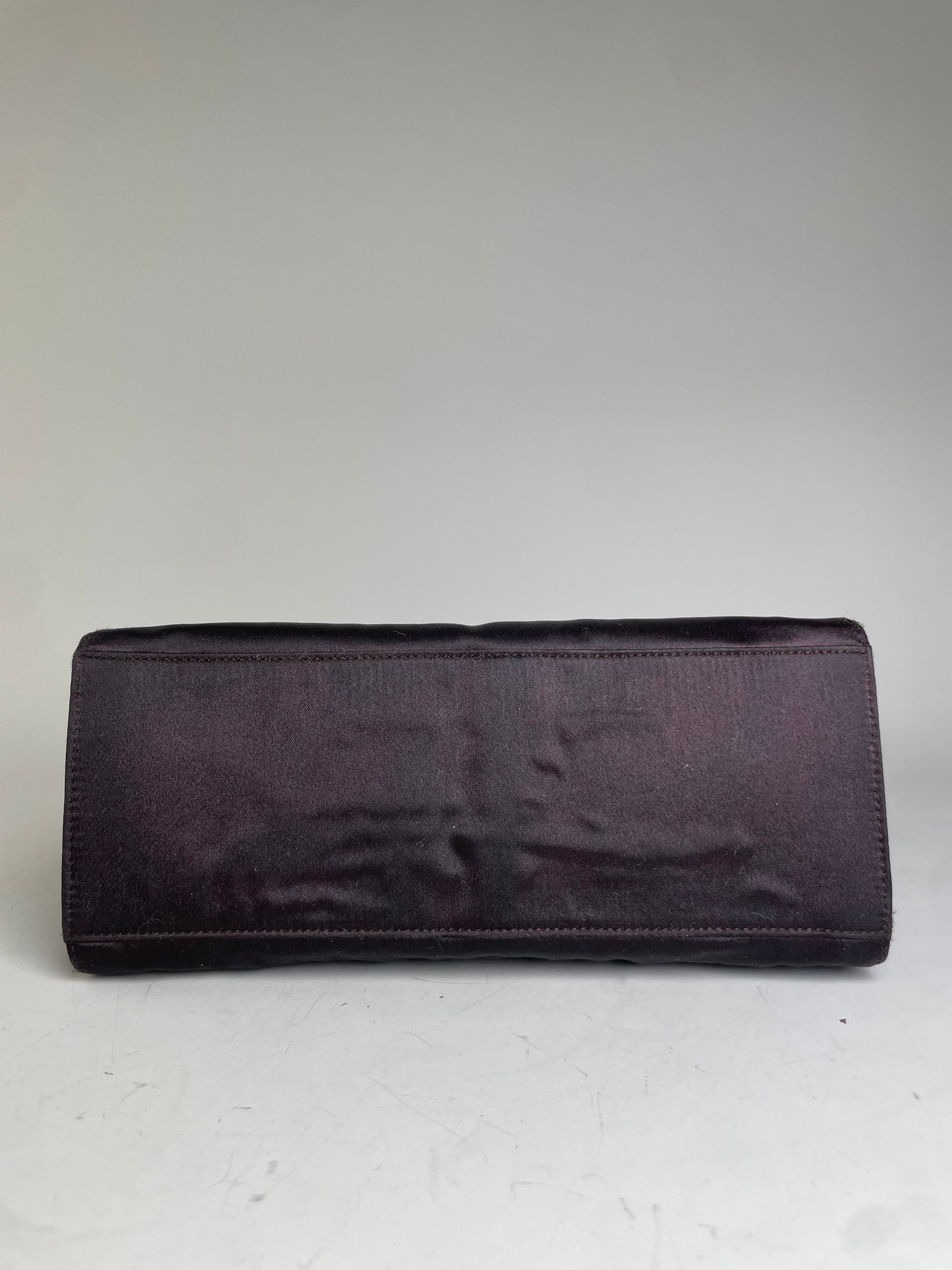 Vintage Gucci Satin Bamboo Handle Shoulder Bag Black Gold