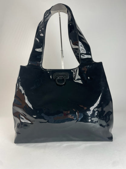 Vintage Salvatore Ferragamo Patent Leather Handbag Black