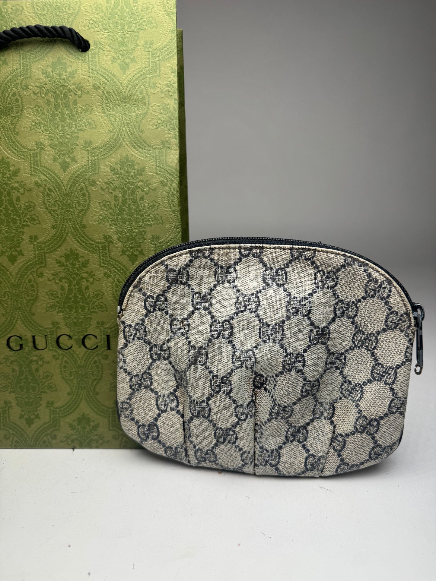 Vintage Gucci Navy Grey Ophidia Leather clutch