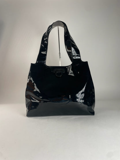 Vintage Salvatore Ferragamo Patent Leather Handbag Black