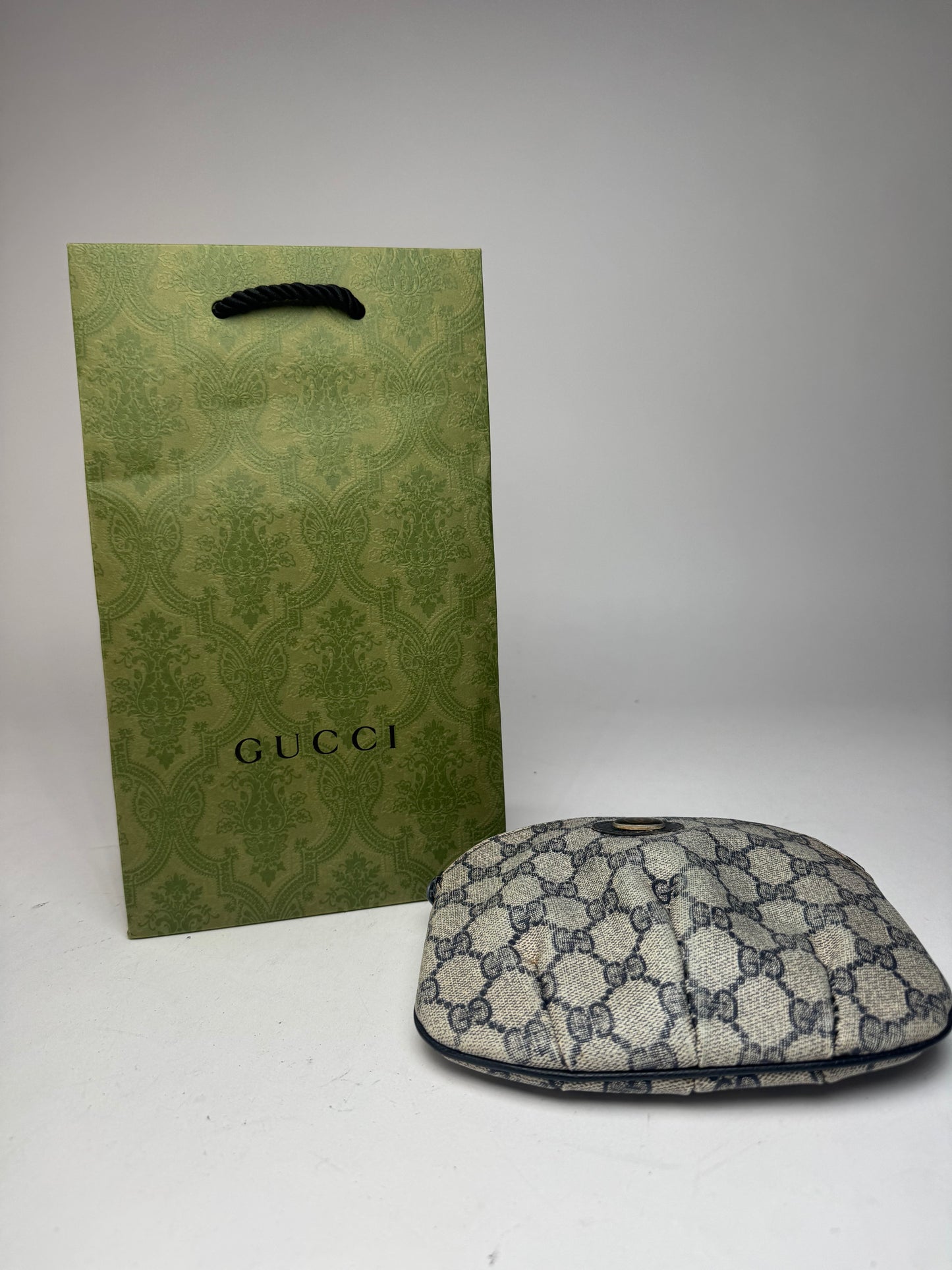 Vintage Gucci Navy Grey Ophidia Leather clutch