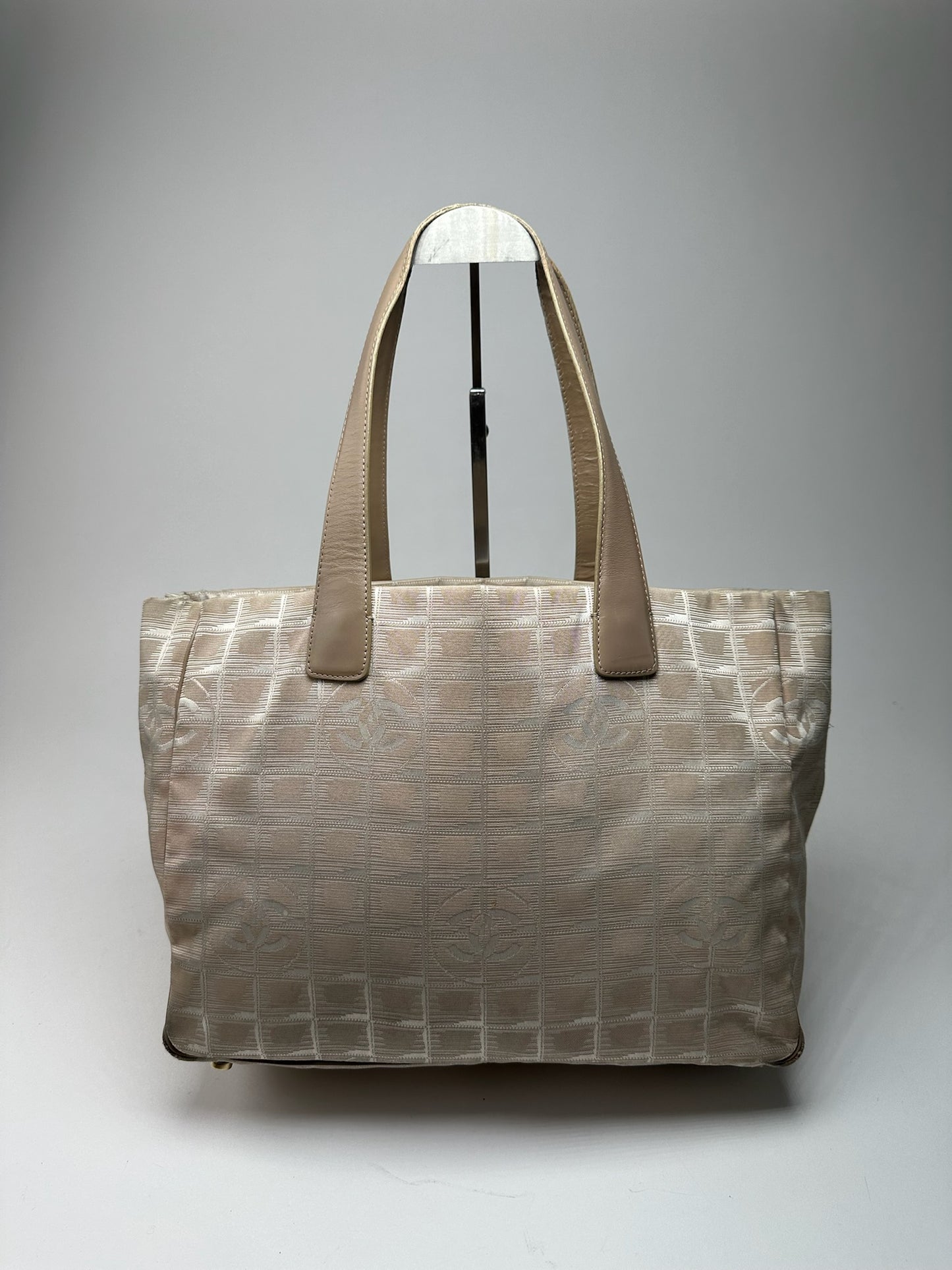Vintage Chanel Monogram Shopper beige