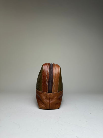 Vintage Loewe Textured Leather Cosmetic Case Olive Brown