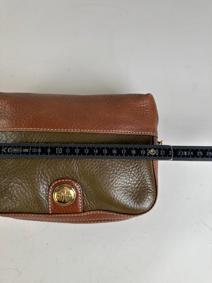 Vintage Loewe Textured Leather Cosmetic Case Olive Brown