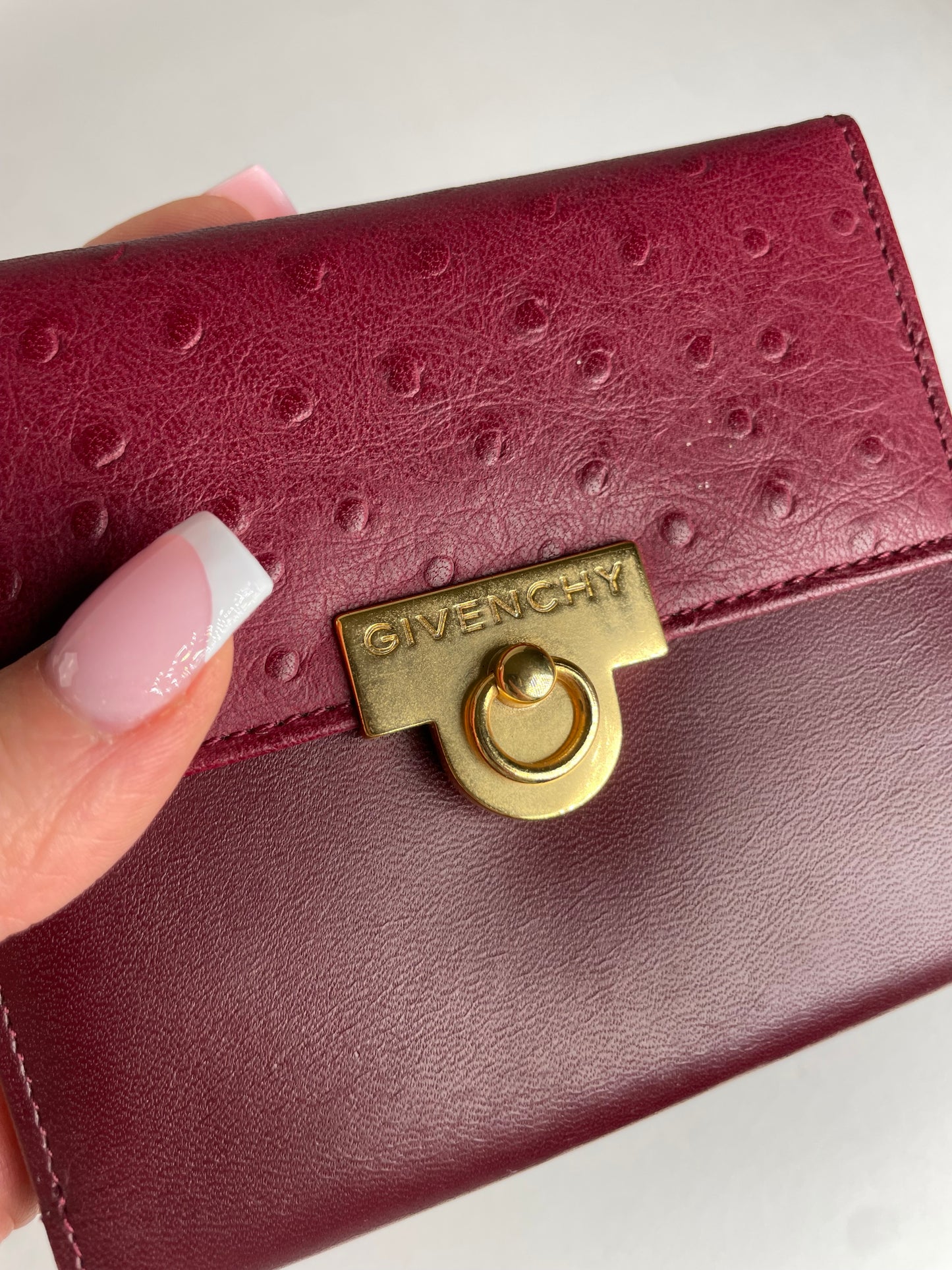 Vintage Givenchy Ostrich Leather Wallet purple
