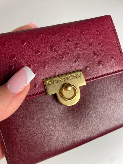 Vintage Givenchy Ostrich Leather Wallet purple