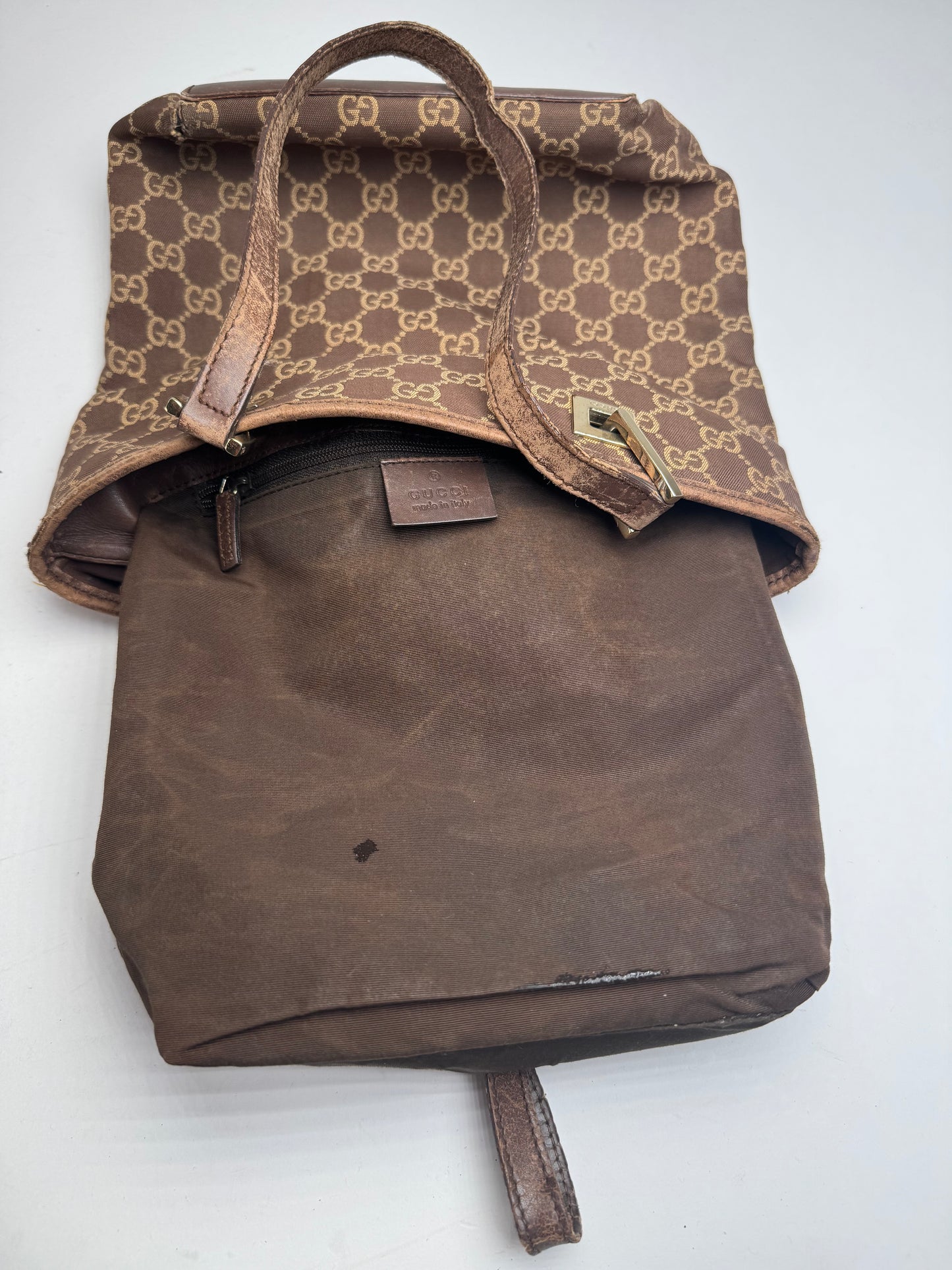 Vintage Gucci Monogram Mini Tote Bag Gold Brown