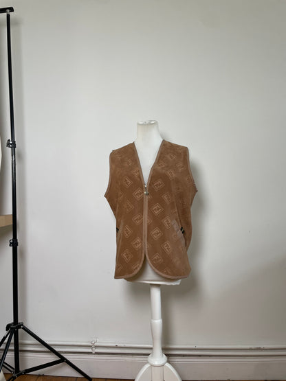 Vintage Fendi FF Monogram Vest Beige Light Brown L