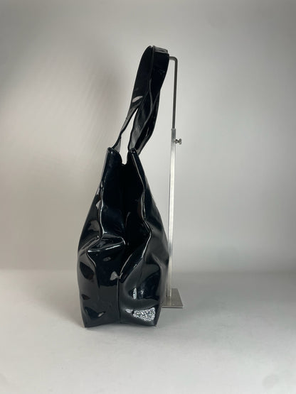 Vintage Salvatore Ferragamo Patent Leather Handbag Black