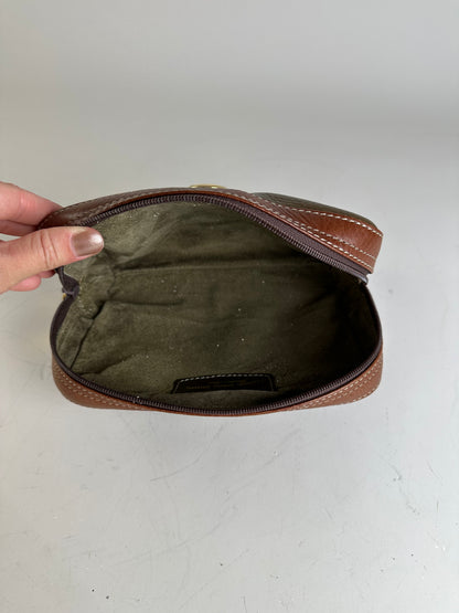 Vintage Loewe Textured Leather Cosmetic Case Olive Brown